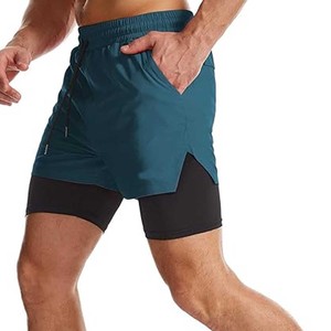 Men's Double <b>Layer</b> 2 in 1 Running Shorts with Inner Compression Tights Lightweight Moisture Wicking Workout Training Fitness Gym - Product Image 6