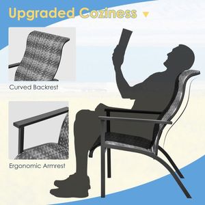 3-Piece High Backrest and Armrest Patio <b>Rattan</b> <b>Bistro</b> <b>Set</b> for <b>Garden</b> Use - Product Image 6
