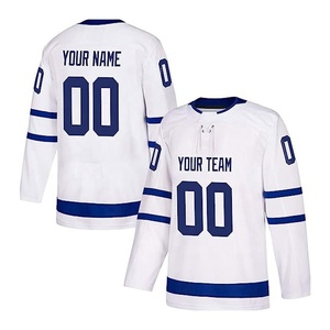 Camiseta de Hockey sobre Hielo Personalizada, Blanca, Verde y Azul, Impresión Sublimada, Manga Larga, Absorbe la Humedad, Corte Regular para Hombre Adulto - Product Image 3