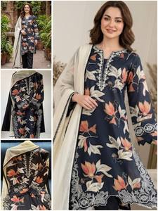 Traje pakistaní inspirado en HANIA AMIR para la temporada de verano, con top bordado, pantalón plazzo y dupatta. - Product Image 3