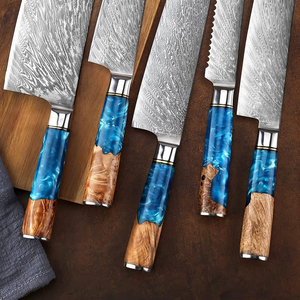 Premium Damascus Steel Chef Knife Set with Leather Cover Complete <b>Kitchen</b> Knife Collection for Cooking Tasks and Culinary Use - Product Image 5