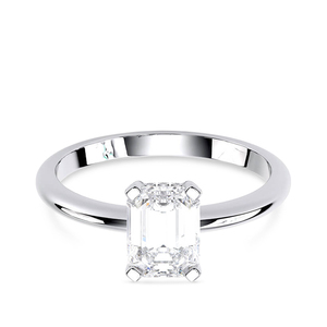 Anillo de Compromiso Solitario de Oro Sólido de 14K con Diamante Cultivado en Laboratorio de Corte Esmeralda, Certificado IGI, Chapado en Rodio, Corte Escalonado, Minimalista y Elegante - Product Image 2