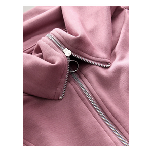 เสื้อสเวตเชิ้ตโอเวอร์ไซส์ทรงหลวมสำหรับผู้หญิง คอวี แขนยาว สีพื้น ผ้าฝ้ายถัก 100% ระบายอากาศได้ดี มีซับในด้านหน้า สไตล์ฤดูใบไม้ร่วง - Product Image 5