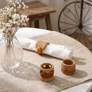 Anneau de serviette de table de luxe en bambou tressé personnalisé pour mariage - Cadeaux écologiques en stock - Product Image 3