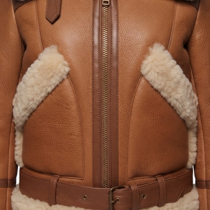 Men's Brown <b>Suede</b> <b>Bomber</b> <b>Jacket</b> With Fur Lining Zipper Closure Winter Moto Style Short Length Thick Genuine Leather Coat - Product Image 5