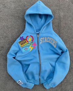 Sudadera con Capucha Personalizada con Bordado y Parches, Unisex, Talla Grande, 450 GSM, Estilo Urbano, Azul, Algodón, Felpa Francesa - Product Image 1
