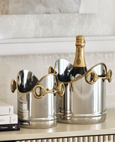 Seau à vin en métal équestre avec détail mors de cheval, seau à glace à double poignée pour champagne, idéal pour bar, table, décoration intérieure et cadeau