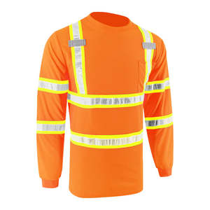 Camisetas Polo de Trabajo de Manga Larga para Hombre, Uniformes de Trabajo de Alta Visibilidad, Tiras Reflectantes, Camiseta Polo de Secado Rápido, Alta Visibilidad - Product Image 1
