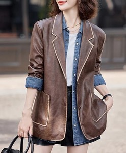 Nouveaux manteaux longs élégants en cuir véritable pour l'hiver, manteaux longs classiques pour femmes, vestes en peau de mouton tendance en gros pour femmes - Product Image 3