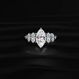 Luxury Marquise Solitaire With Cluster Diamond <b>Ring</b> for Women with IGI Certified Buy Direct From <b>Indian</b> Trusted Supplier - Product Image 1