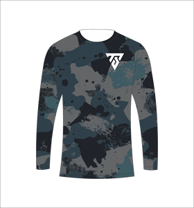 เสื้อยืดแขนยาวลายพรางสีเทาชาร์โคลสำหรับผู้ชาย ลายพรางสีกรมท่าเข้ม คอกลม เสื้อยืดลำลอง สตรีทแวร์ เสื้อสำหรับออกกำลังกาย - Product Image 5