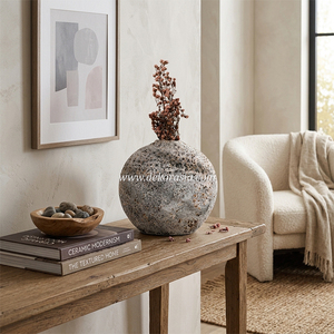 <b>Handmade</b> Grey Rustic Ceramic Vase Collection Decorative <b>Pottery</b> Flower Vase for Home Decoration - Product Image 3