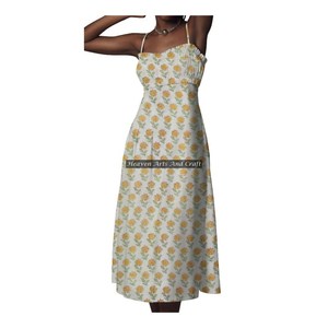 Nouvelle Robe sans Manches à Bretelles Fines, Imprimée à la Main au Bloc, Style Streetwear, Confectionnée sur Mesure, pour la Revente aux Clients de Boutiques - Product Image 2
