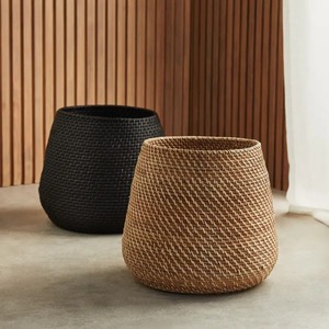 Panier de rangement rond en rotin naturel tissé à la main, écologique, moderne et multifonction, fabriqué à Hanoï - Product Image 1