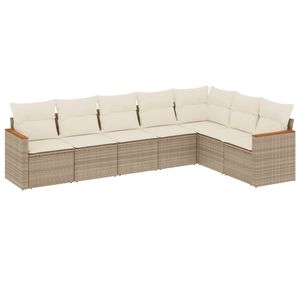 Set Divano da Giardino in Polyrattan Beige e Bianco Crema con Struttura in Acciaio Verniciato a Polvere per Esterni - Product Image 2