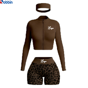 Women's Winter <b>Workout</b> Sets 3-Piece Hip Hop Style Sports <b>Jacket</b> & Gold Zipper Shorts Solid Color Spandex/Cotton Gym Yoga Set - Product Image 2