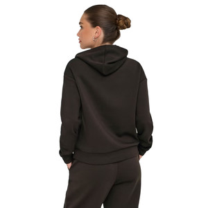 Sudadera con capucha de color liso para mujer, de manga larga, de algodón tejido, transpirable, con bolsillos, para otoño - Product Image 3