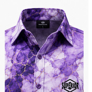Chemise élégante pour homme, motif abstrait, vêtements OEM/ODM, matière douce et coupe moderne ajustée - Product Image 3