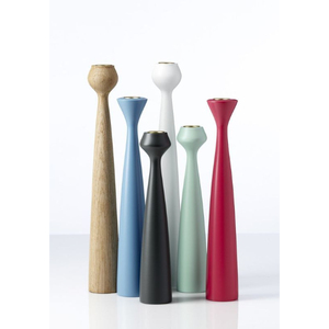 Ensemble de porte-bougies coniques en bois avec finition colorée pour la décoration de la maison, porte-bougies vintage en solde - Product Image 1