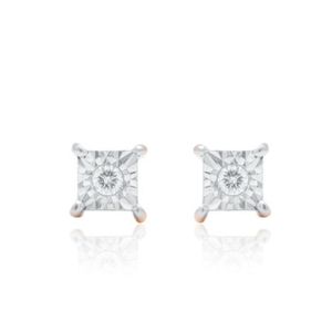 Pendientes de Diamantes CZ en Oro Rosa, Lujosos, Elegantes y Ligeros para Mujer, Talla Regular, Regalo para Fiestas, Joyería de Exportación - Product Image 1
