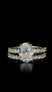 925 Silver <b>Moissanite</b> Jewelry <b>Ring</b> <b>Oval</b> Brilliant Cut 5ct 12x10mm <b>Moissanite</b> Diamond <b>Engagement</b> <b>Ring</b> And Band Sets - Product Image 4