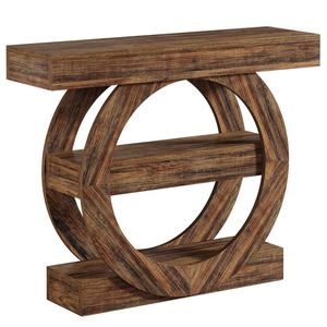 Consolle Principale con Ripiano Portaoggetti, Tavolino da Divano, Tavolo da Corridoio, Scaffale Decorativo, Consolle in Stile Rustico Farmhouse - Product Image 5
