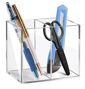 Custom Made 2 Pieces Acrylic Pen Pencil <b>Holder</b> for Home Stationary & <b>Makeup</b> <b>Brushes</b> Storage Desktop Use In Sale - Product Image 3
