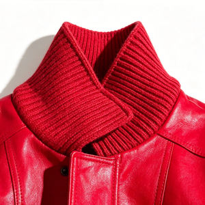 Custom Men's High Quality Cow Skin Leather Boxy Jacket Winter Oversized Coat High Neck Front <b>Zip</b>-<b>Fastening</b> Pocket Jacket for Men - Product Image 4