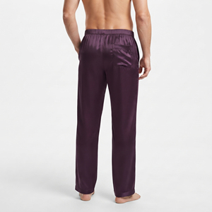 Pantalon de pyjama décontracté pour homme avec poches, taille élastique, en satin de soie léger, en polyester satiné, pour dormir - Product Image 3
