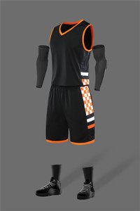 Ensemble de maillots de basket-ball unisexes personnalisables, sublimés, col en V, sans manches, 100% polyester, évacuation de l'humidité, élastique à l'avant - Product Image 3