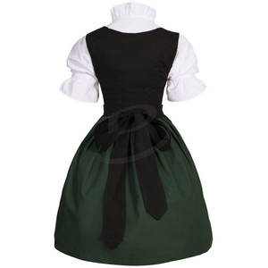 Costume de serveuse de bière bavaroise allemande pour femmes, 3 pièces, noir, style vintage, 100% coton (robe traditionnelle) - Product Image 3
