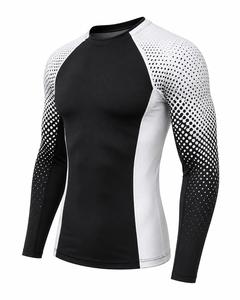 Wholesale Top Sell MMA BJJ Rash Guard Custom Design Stylish <b>Men's</b> <b>Compression</b> Long Sleeve Spandex/Polyester UPF50 Front - Product Image 6