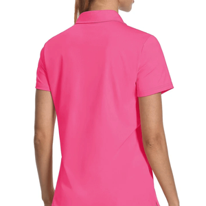 เสื้อผ้าผู้หญิงลำลองผ้าแคนวาสสีพื้นขายดี ออกแบบตามสั่ง ราคาดีที่สุด เสื้อกอล์ฟสีชมพูสำหรับใส่หน้าร้อน - Product Image 3