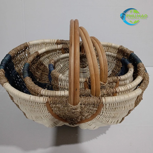 Panier de pique-nique vintage personnalisable PHU HAO en rotin naturel, fait main, écologique, de forme ovale, multi-usages pour le rangement - Product Image 3