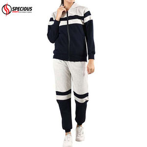 Ensemble de jogging pour femmes de haute qualité, écologique, grande taille, hiver, à capuche, décontracté, fermeture éclair intégrale, respirant, en coton, pour la salle de sport - Product Image 2