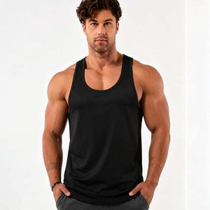 Débardeur de sport décontracté pour homme, col rond, motif uni, séchage rapide, respirant, polyester/coton, impression de logo personnalisé, débardeur de gym - Product Image 6