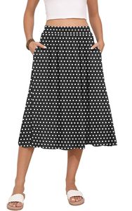 Falda Midi para Mujer, Verano, Fluida, Elástica, Cintura Alta, Casual, Plisada, con Bolsillos - Product Image 4