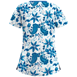 Conjunto de Uniformes Médicos con Estampado Floral, Estilo Moderno, Alta Calidad, Diseño Personalizado por Sublimación, Precio al por Mayor, Uniformes para Hospital - Product Image 5