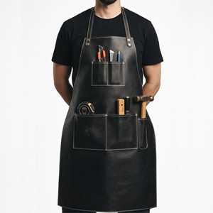 Waterproof Leather <b>Apron</b> for Kitchen <b>BBQ</b> Grill Durable Heat Resistant <b>Apron</b> Bulk Supply OEM Customization LPN-0250 - Product Image 1