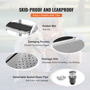 Vasca Professionale per Toelettatura Cani in Acciaio Inox da 50 Pollici con Scala, Rubinetto e Dispenser Sapone - Stazione Completa per il Bagno del Cane - Product Image 5