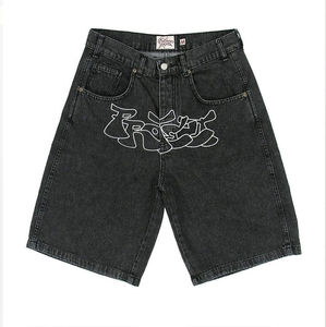 Shorts Bermuda décontractés en coton pour homme, taille mi-haute, déchirés, couleur unie, respirants, en maille tricotée, avec braguette zippée et finition délavée - Product Image 6