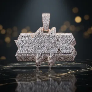 Pendentif Hip Hop entièrement serti de diamants de laboratoire, en or massif, taille baguette et ronde, couleur D, certifié IGI, pour homme, usage quotidien - Product Image 5