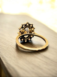 Oval Cut Diamond Side <b>Stone</b> Yellow Gold Ring for Women – Elegant Luxury Engagement, Wedding & Anniversary Statement Fine Jewelry - Product Image 4