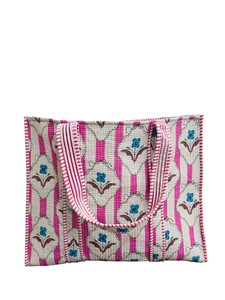 100% Cotton Handmade Handblock Printed Quilted Bohemian Vintage Fashion <b>Beach</b> Shopping Shoulder Tote <b>Bag</b> with Big Strap - Product Image 3