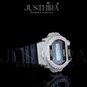 Reloj de pulsera digital de moda estilo hip hop, con bisel plateado brillante y correa negra de lujo, precio de fábrica al por mayor. - Product Image 2