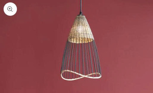 A Set of 3 Handmade Eco-friendly Chandeliers Powder-coated <b>Iron</b> Frames Natural Rattan Weaving Featuring Modern Luxurious Design. - Product Image 2