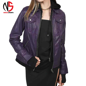High Quality <b>Men's</b> <b>Purple</b> Pu Leather Slim Fit Waterproof Breathable Windproof Moto Jacket Zipper Closure Winter Fashion Solid - Product Image 1