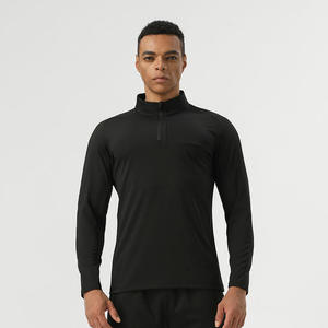 T-shirt à manches longues pour homme, gris, col rond, coupe classique, couleur unie, décontracté, tricoté en coton respirant - Product Image 6