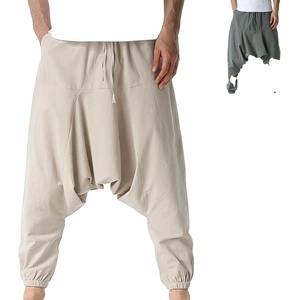 Pantalones Deportivos Casuales Blancos Holgados para Hombre, con Cordón, Estilo Informal para Otoño, Pantalones de Yoga Holgados, Pantalones Bombachos con Bolsillos, Estilo Frente Plano, Algodón OEM - Product Image 6