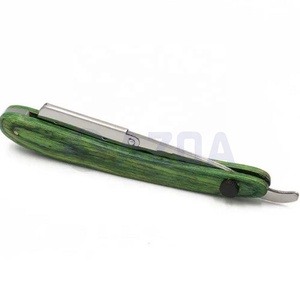 Professional Stainless Steel Single Blade Straight Edge Folding Barber Shaving <b>Razor</b> with Green Wooden Handle for <b>Men</b> Body Use - Product Image 5